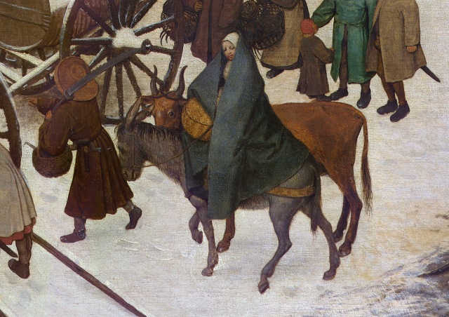 Pieter Bruegel de Oude - Volkstelling te Bethlehem - Maria en Jozef